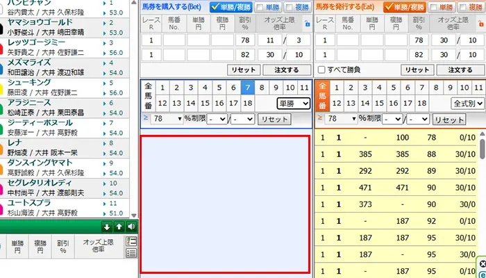 beathorseBET注文なし