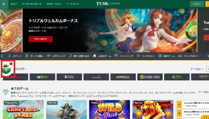 タスクカジノの始め方「新規アカウント登録」